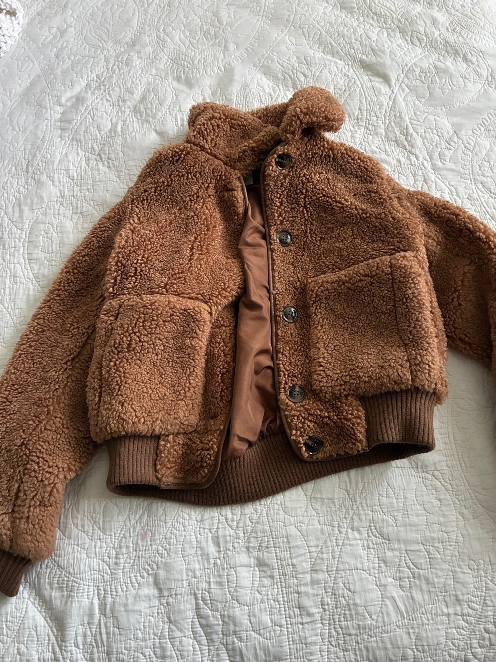 H&M Brown Teddy Sherpa Jacket for Women